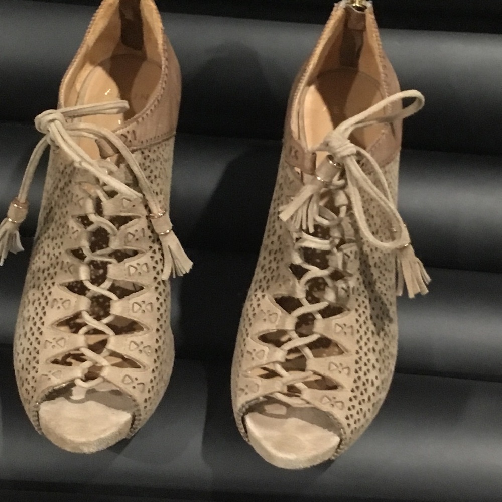 Aerin Lace-Up Boots in Cream